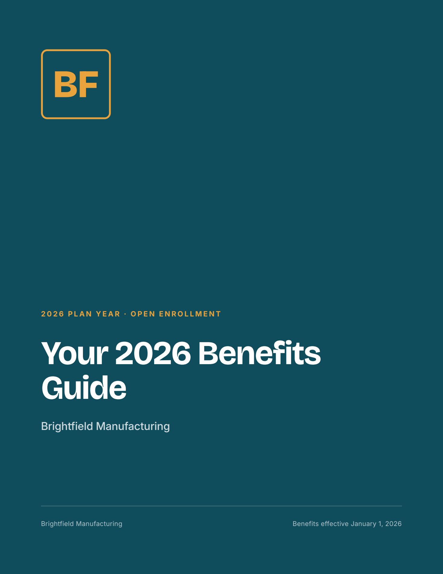 A generated benefits guide cover page